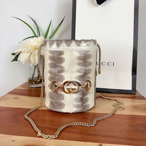 NWOT Gucci Snakeskin Mini Zumi Bucket Bag‎ - Picture 4 of 14
